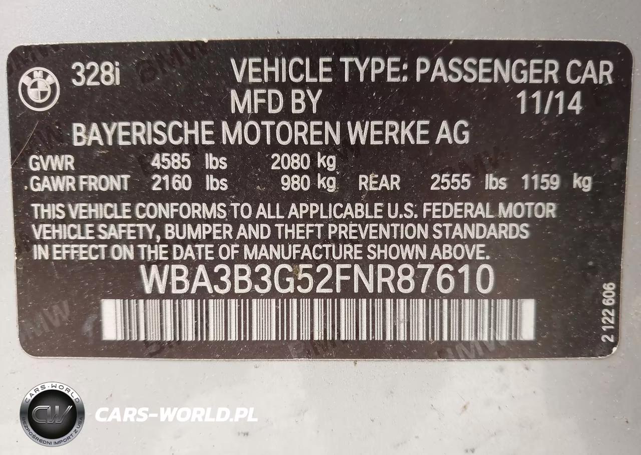 2015 BMW 328I xDrive VIN:WBA3B3G52FNR87610 - 9