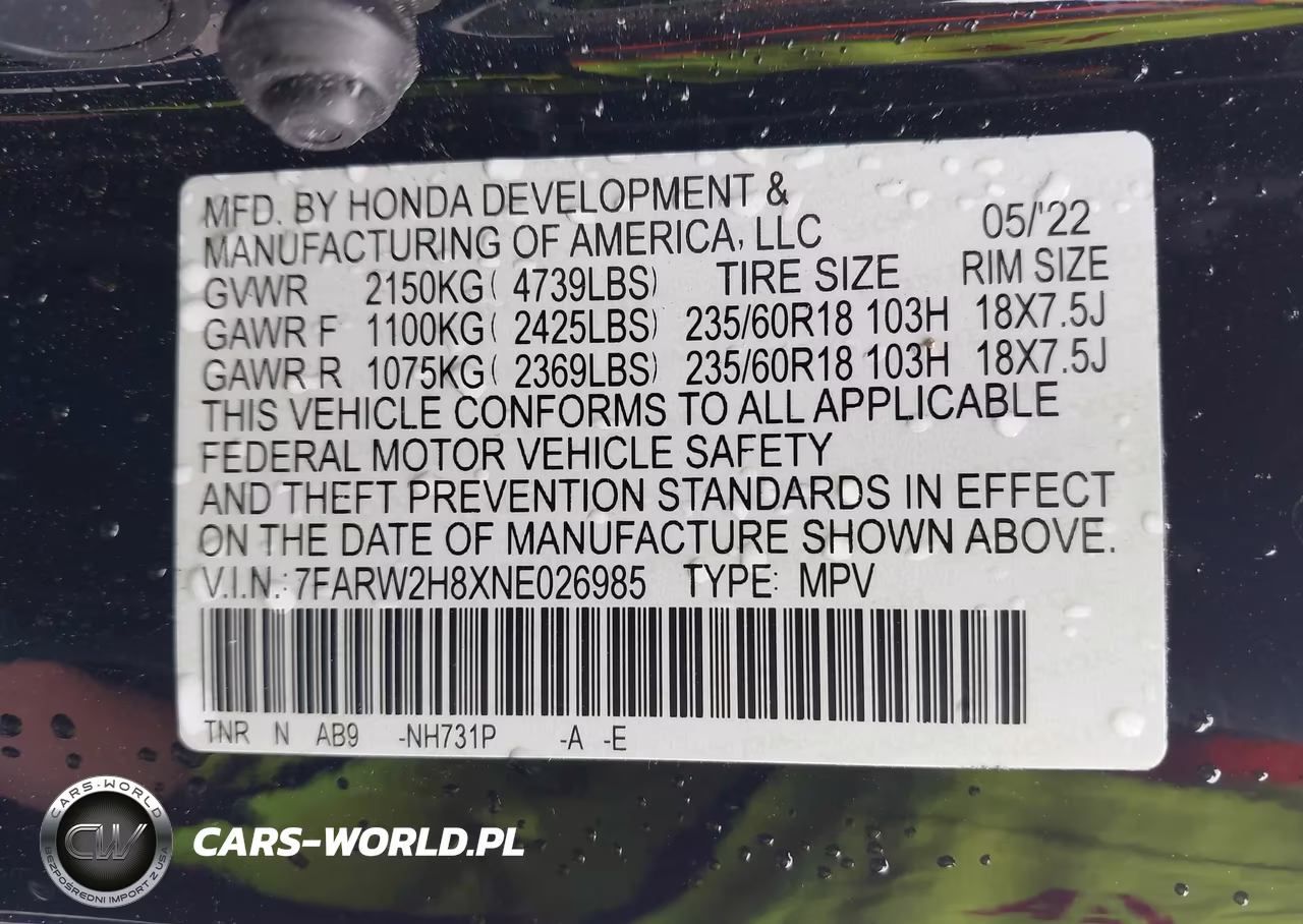 2022 Honda Cr-V Awd Ex-L VIN:7FARW2H8XNE026985 - 9