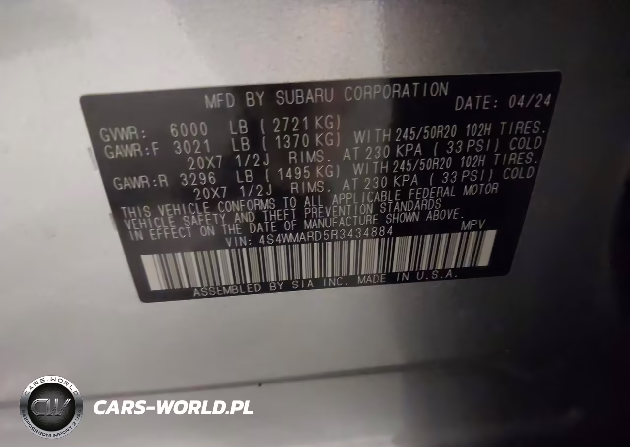 2024 Subaru Ascent Limited 8-Passenger VIN:4S4WMARD5R3434884 - 9