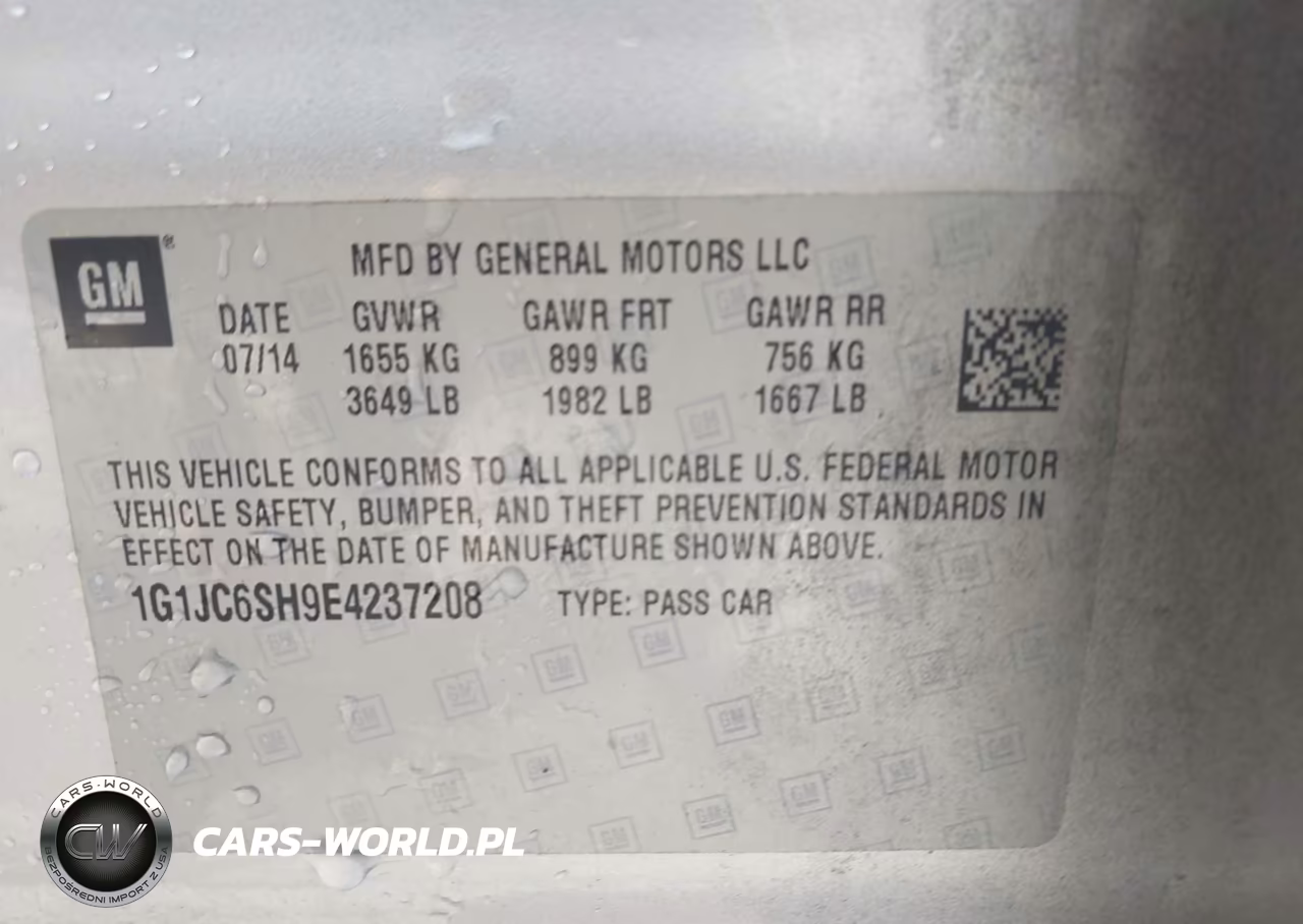 2014 Chevrolet Sonic Lt Auto VIN:1G1JC6SH9E4237208 - 9