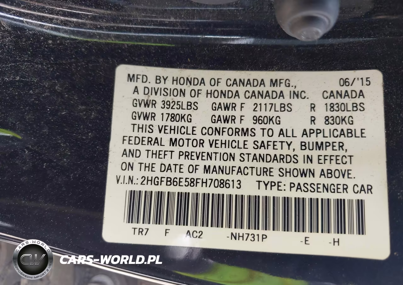 2015 Honda Civic Si VIN:2HGFB6E58FH708613 - 9