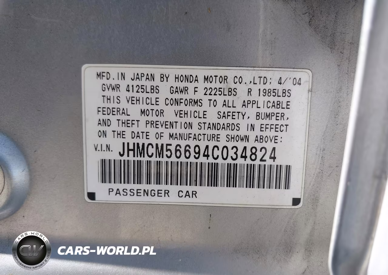 2004 Honda Accord 2.4 Ex VIN:JHMCM56694C034824 - 9
