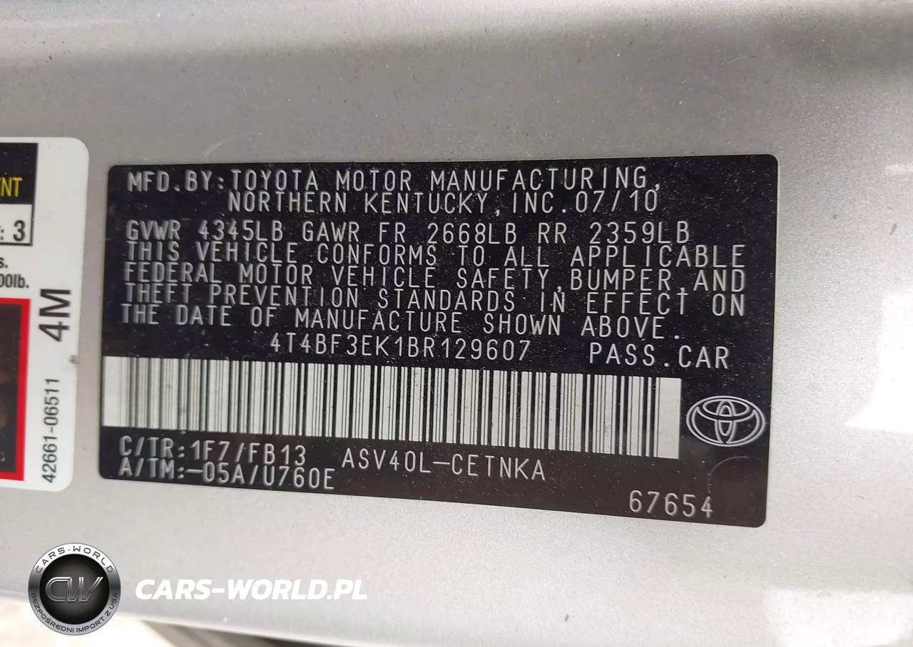 2011 Toyota Camry Le VIN:4T4BF3EK1BR129607 - 9