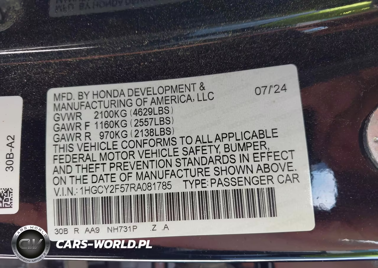 2024 Honda Accord Hybrid Sport VIN:1HGCY2F57RA081785 - 9