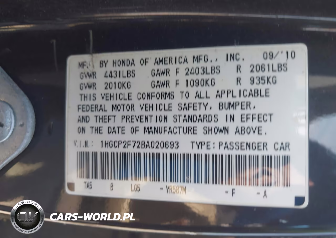 2011 Honda Accord 2.4 Ex VIN:1HGCP2F72BA020693 - 9