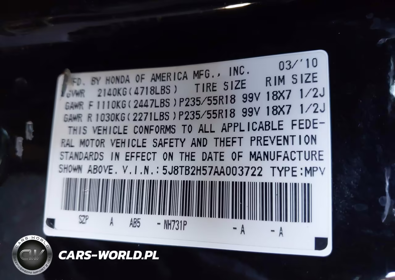 2010 Acura Rdx VIN:5J8TB2H57AA003722 - 9
