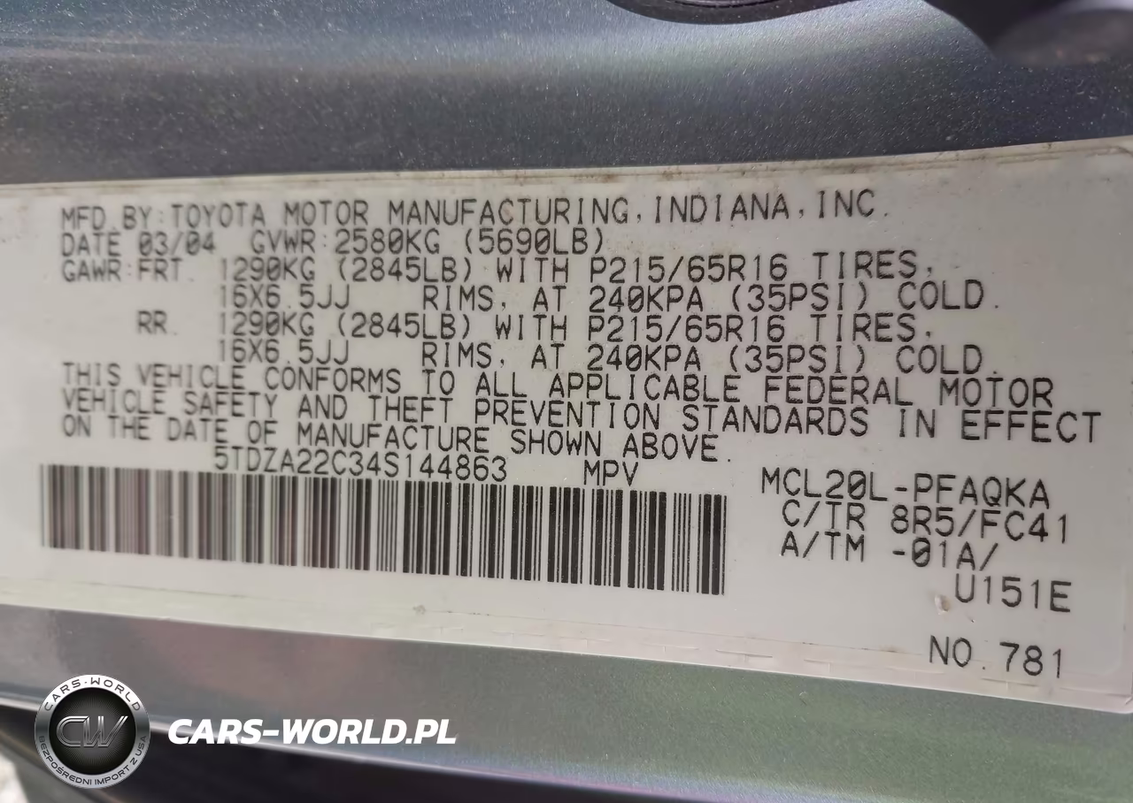 2004 Toyota Sienna Xle VIN:5TDZA22C34S144863 - 9