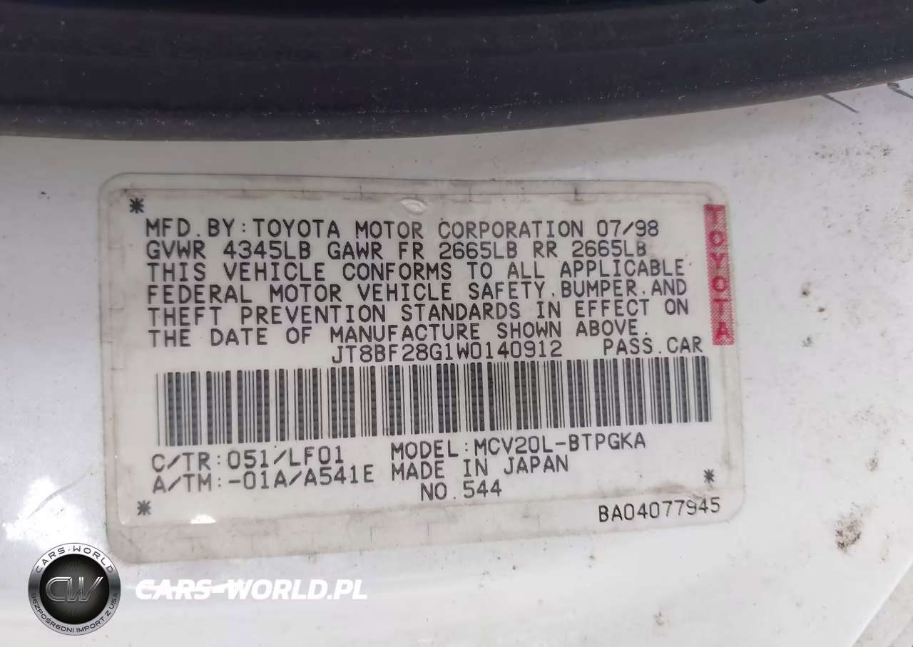 1998 Lexus Es 300 VIN:JT8BF28G1W0140912 - 9