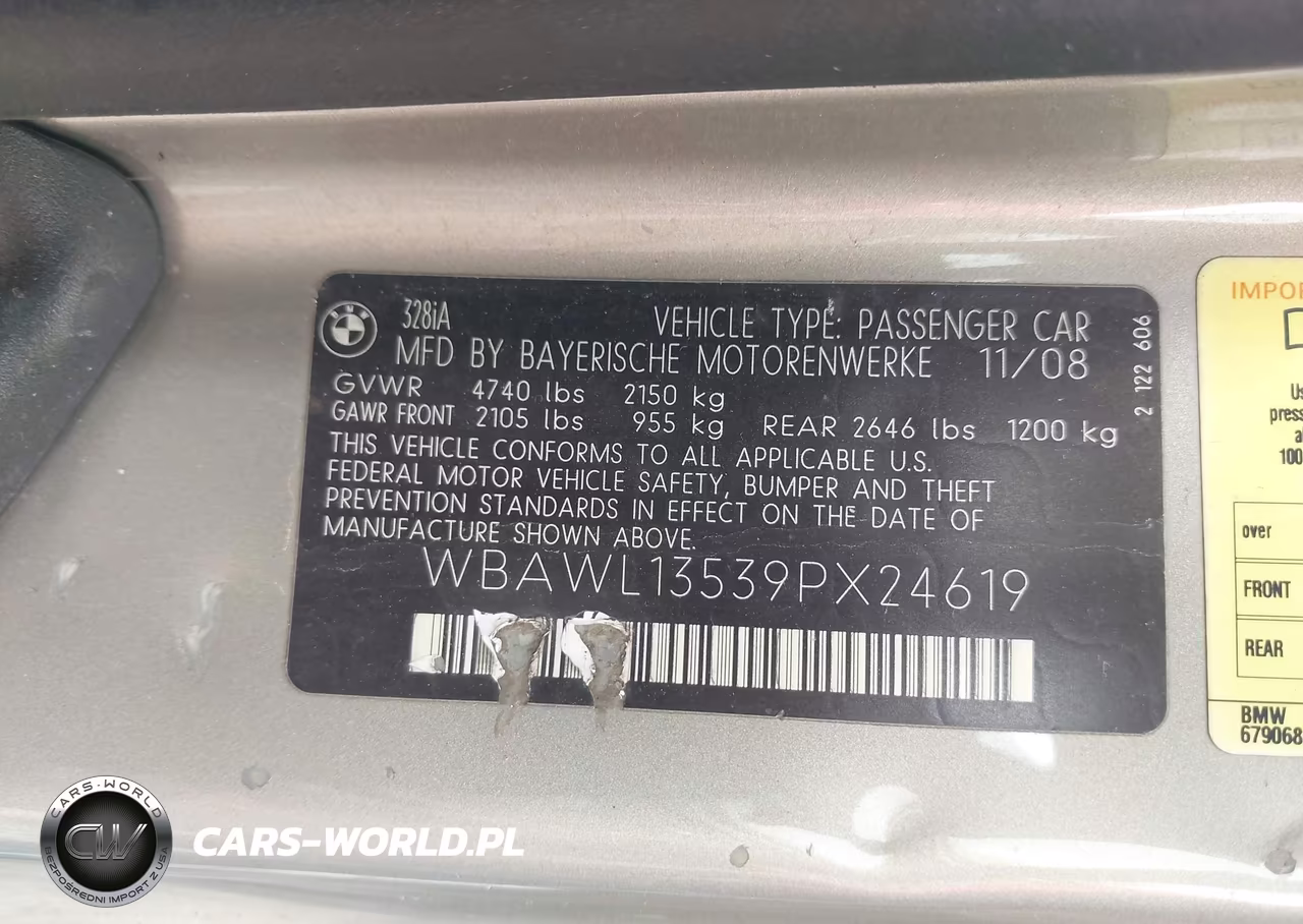 2009 BMW 328I VIN:WBAWL13539PX24619 - 9