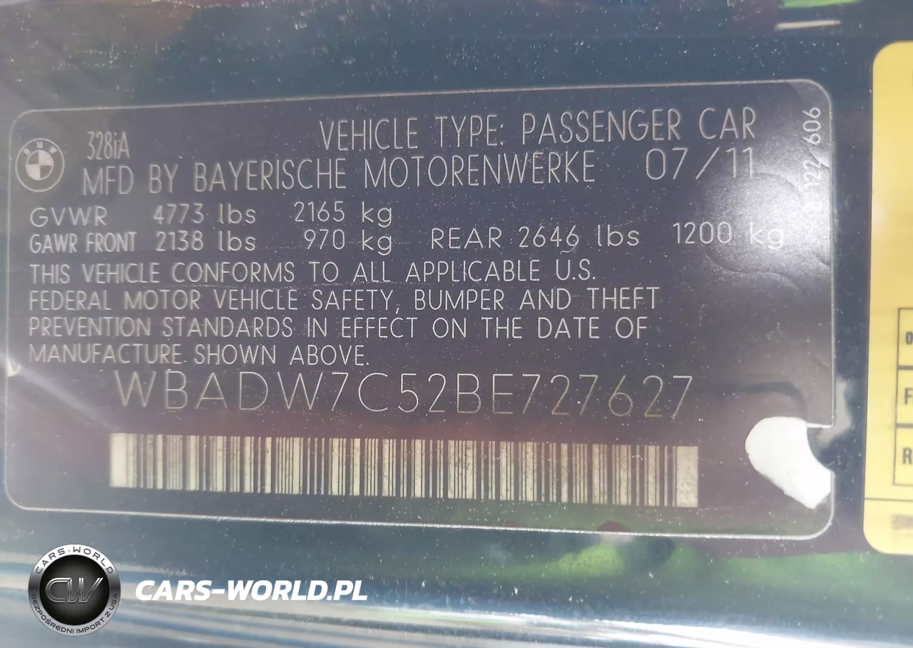 2011 BMW 328I VIN:WBADW7C52BE727627 - 9