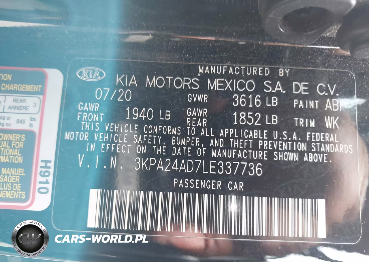 2020 Kia Rio Lx VIN:3KPA24AD7LE337736 - 9