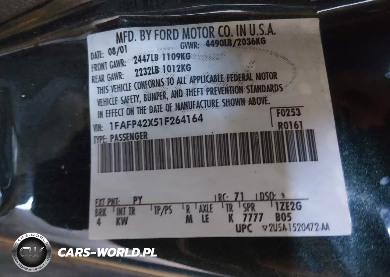2001 Ford Mustang Gt VIN:1FAFP42X51F264164 - 9