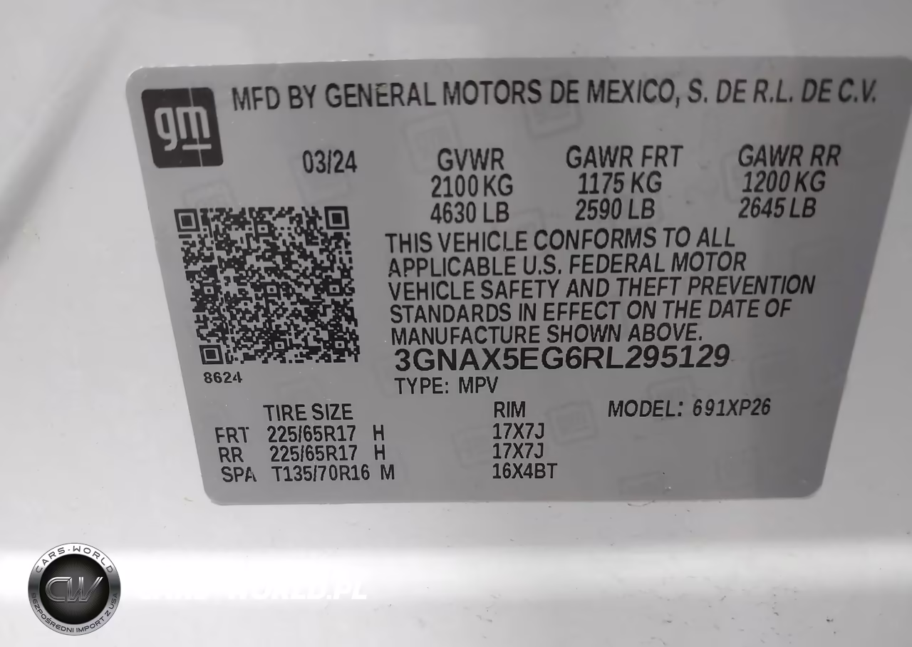 2024 Chevrolet Equinox Awd 1Fl VIN:3GNAX5EG6RL295129 - 9