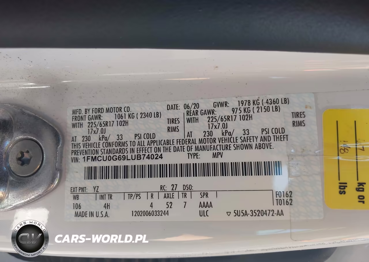 2020 Ford Escape Se VIN:1FMCU0G69LUB74024 - 9