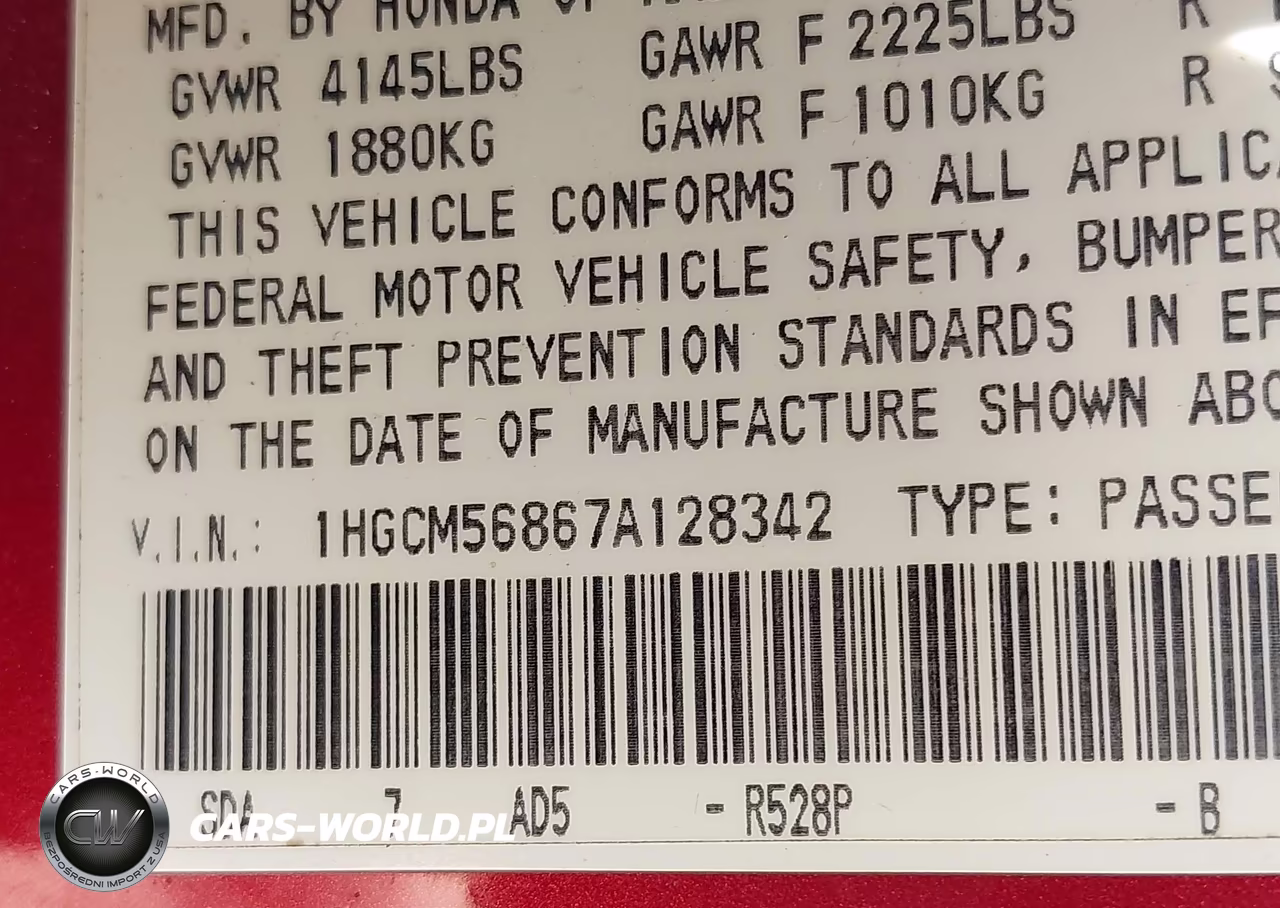 2007 Honda Accord 2.4 Ex VIN:1HGCM56867A128342 - 9