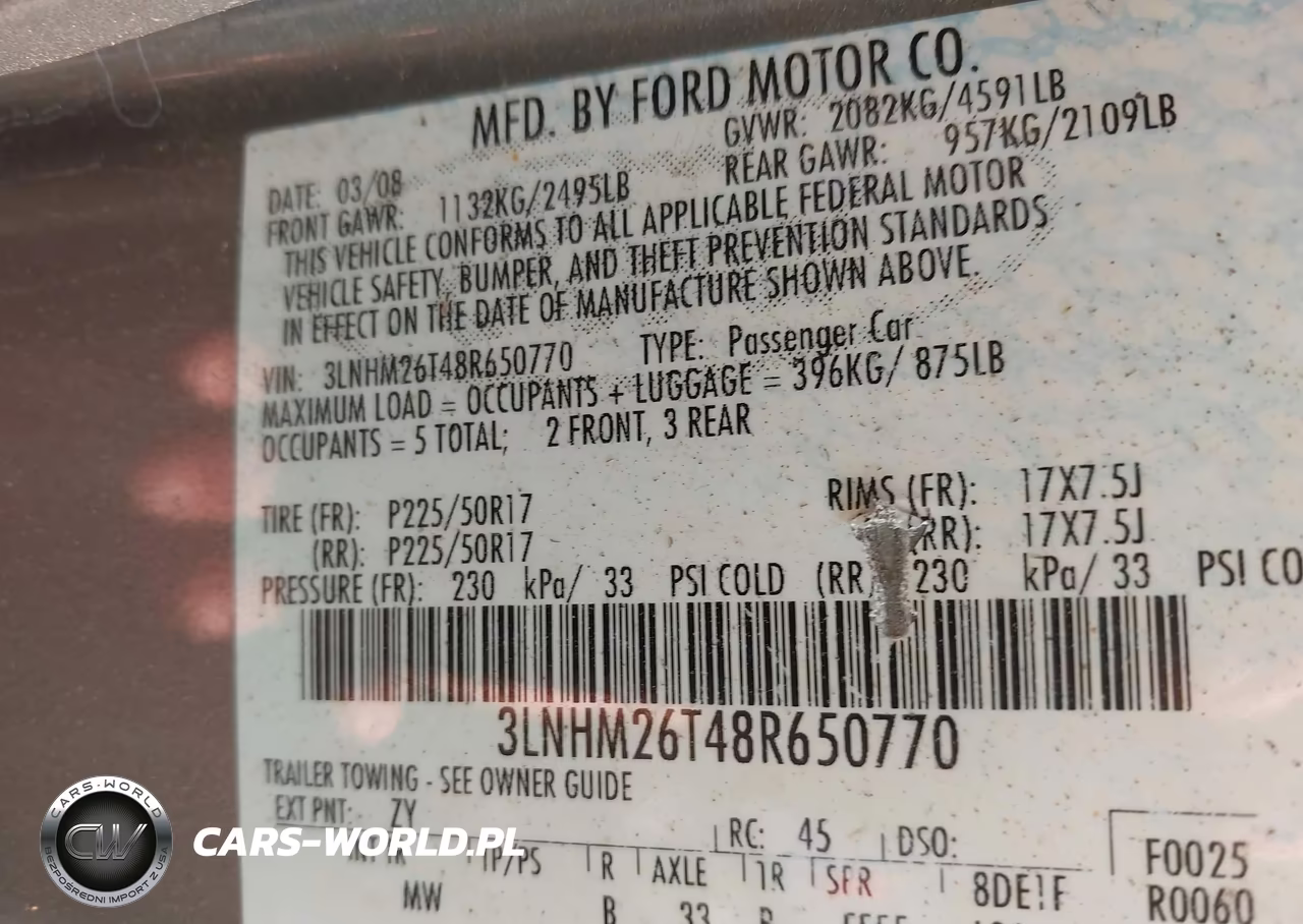 2008 Lincoln Mkz VIN:3LNHM26T48R650770 - 9