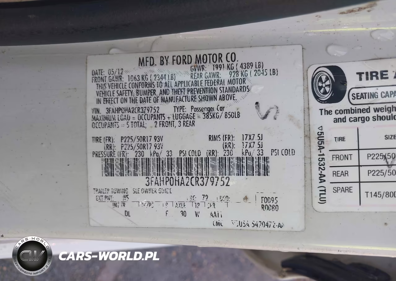 2012 Ford Fusion Se VIN:3FAHP0HA2CR379752 - 9