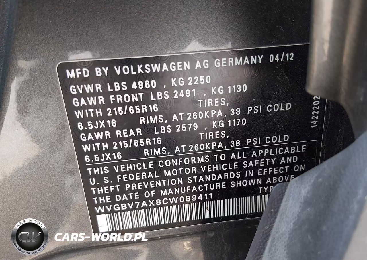 2012 Volkswagen Tiguan S VIN:WVGBV7AX8CW089411 - 9