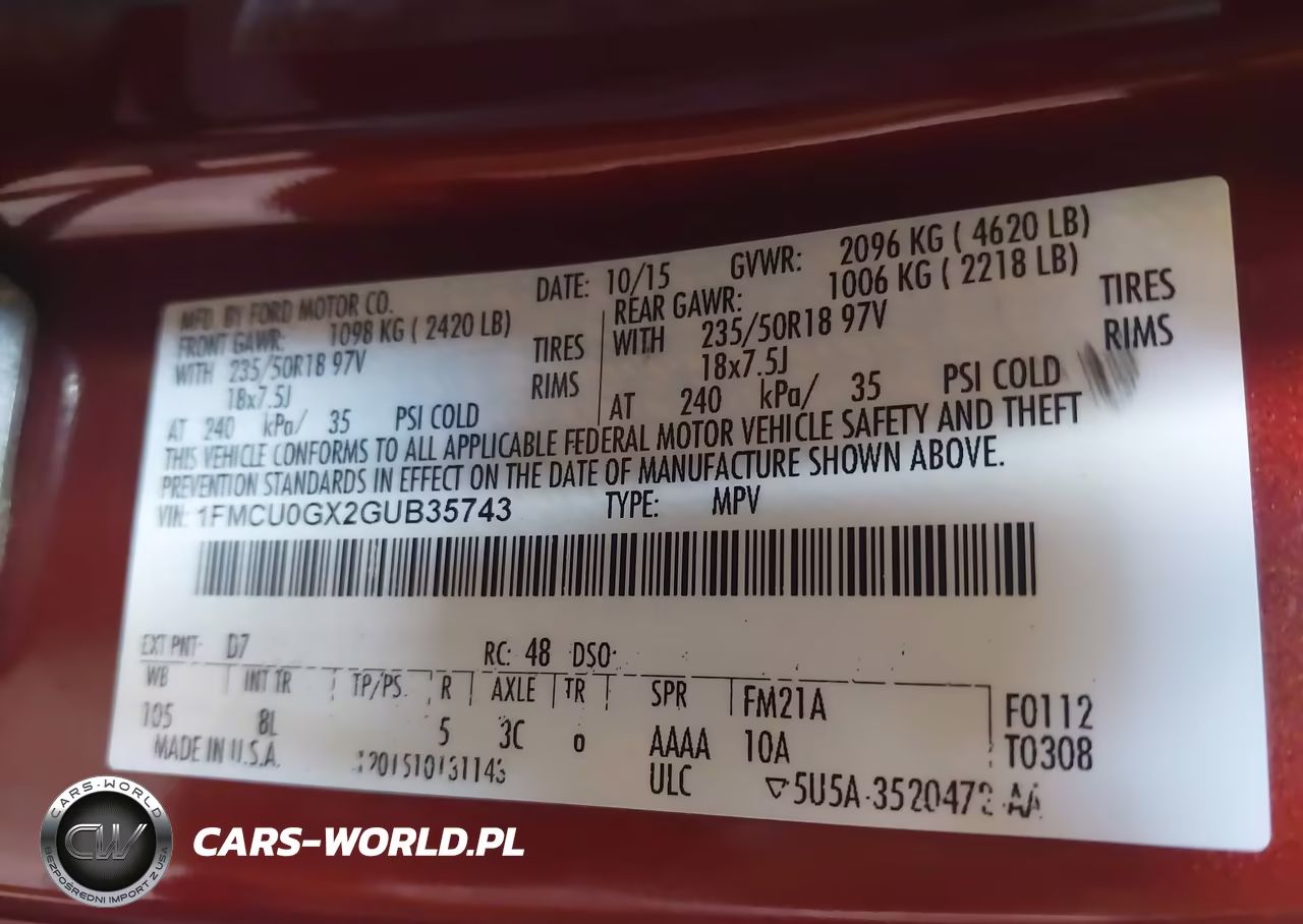 2016 Ford Escape Se VIN:1FMCU0GX2GUB35743 - 9