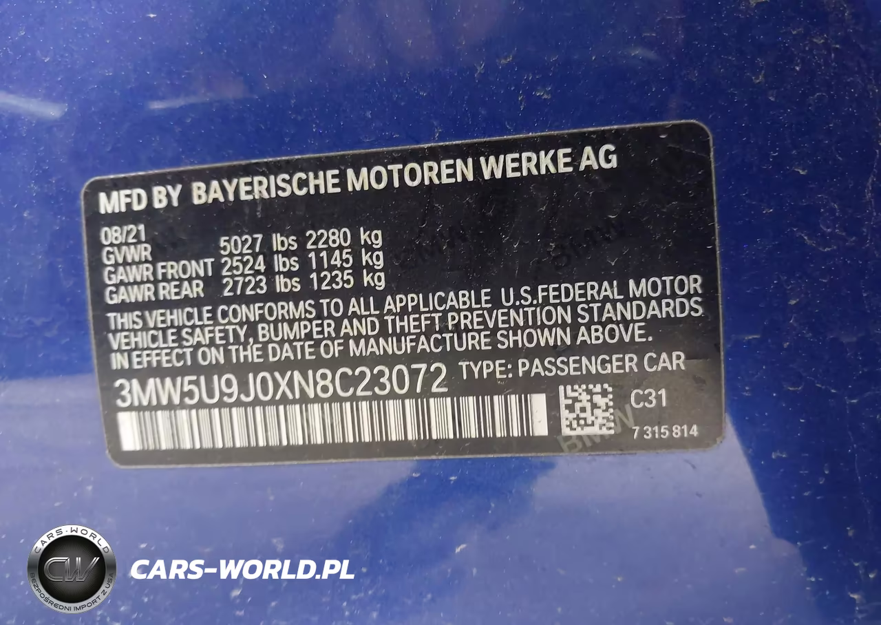 2022 BMW M340I M340I xDrive VIN:3MW5U9J0XN8C23072 - 9