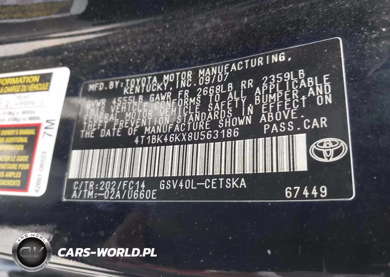 2008 Toyota Camry Se VIN:4T1BK46KX8U563186 - 9