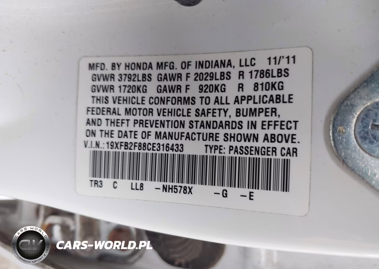 2012 Honda Civic Ex VIN:19XFB2F88CE316433 - 9