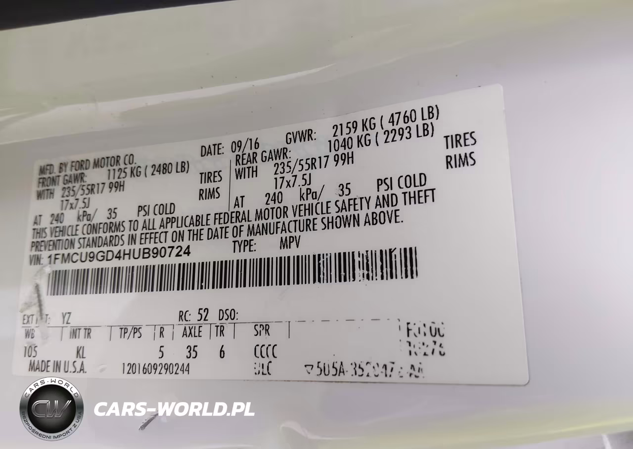 2017 Ford Escape Se VIN:1FMCU9GD4HUB90724 - 9