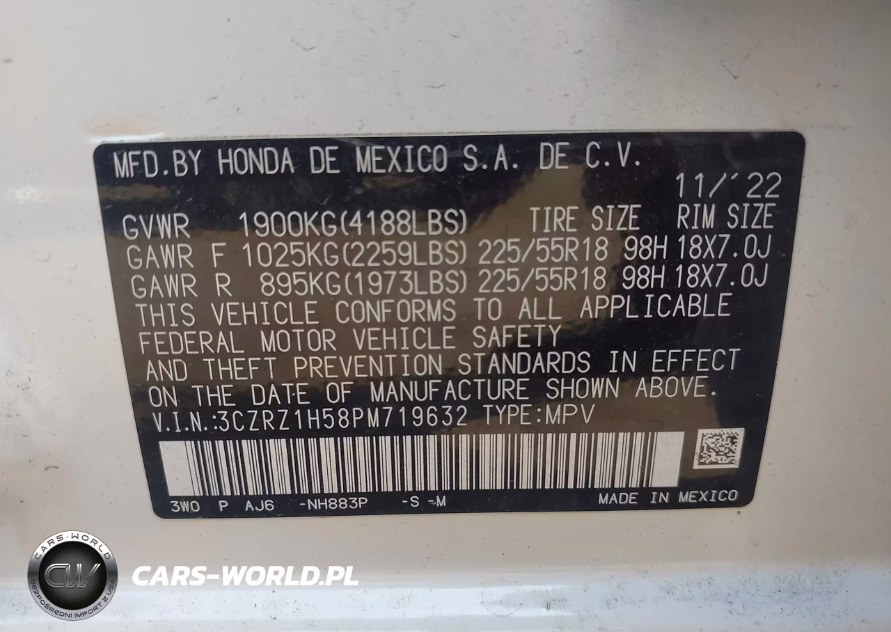 2023 Honda Hr-V 2Wd Sport VIN:3CZRZ1H58PM719632 - 9