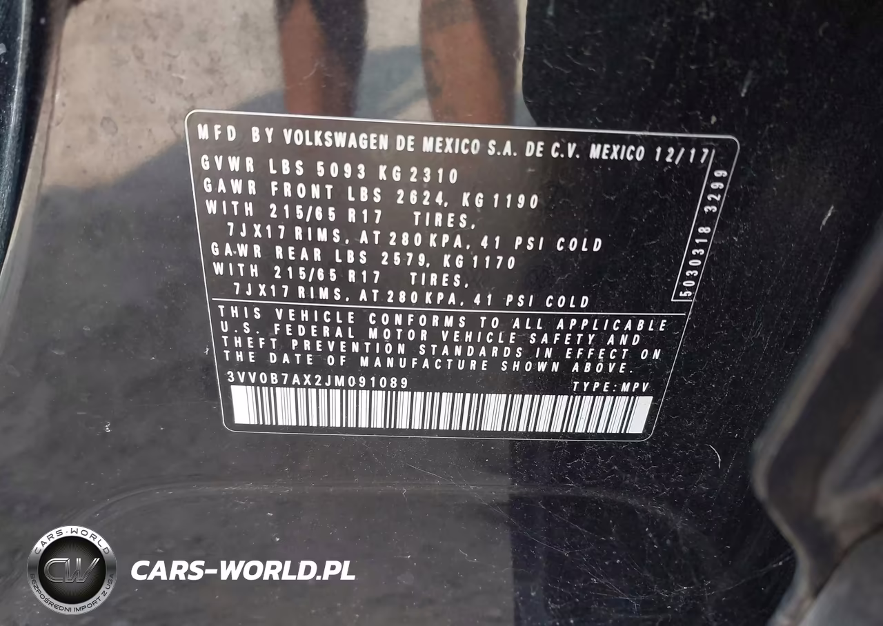 2018 Volkswagen Tiguan 2.0T S VIN:3VV0B7AX2JM091089 - 9
