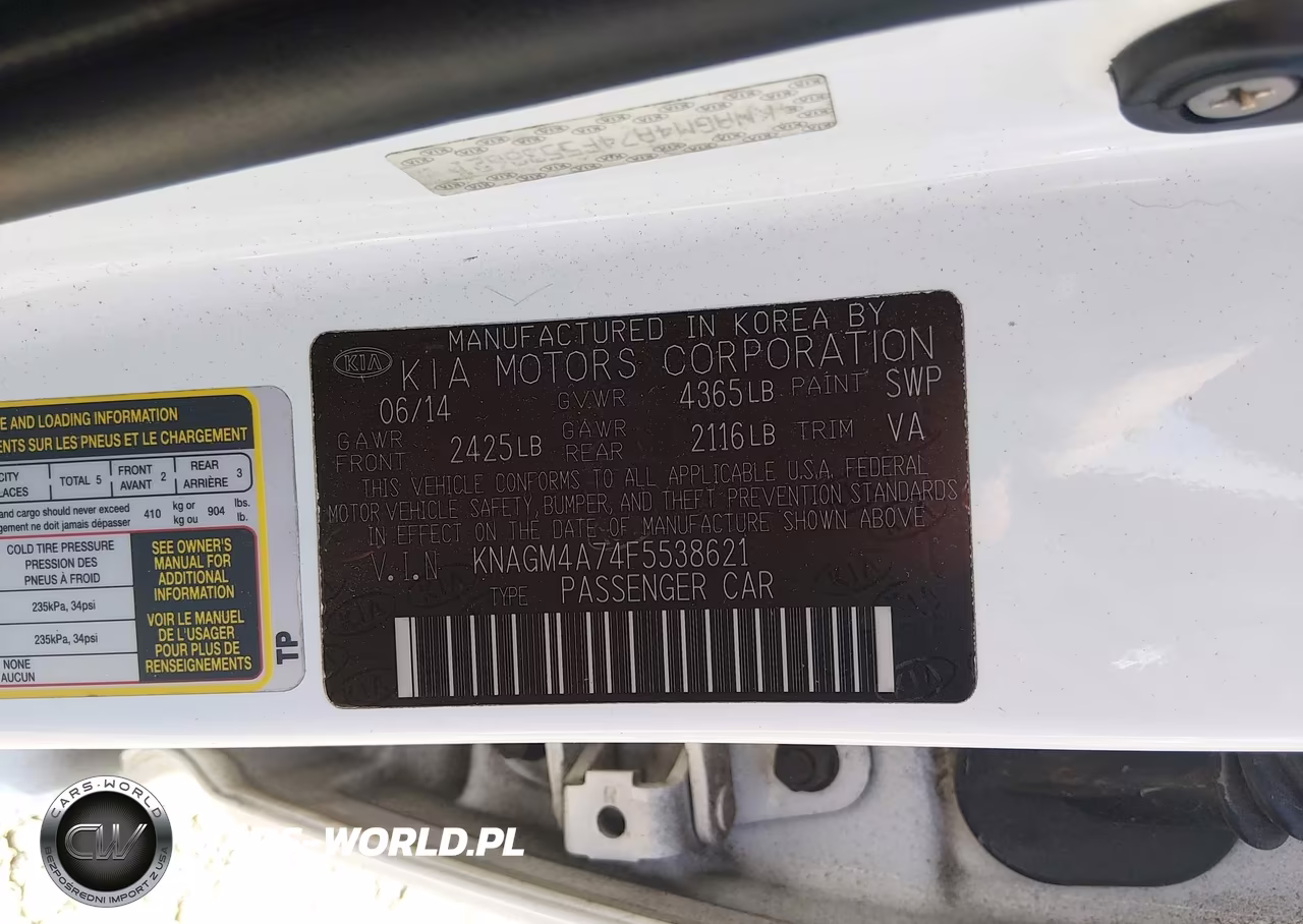 2015 Kia Optima Lx VIN:KNAGM4A74F5538621 - 9