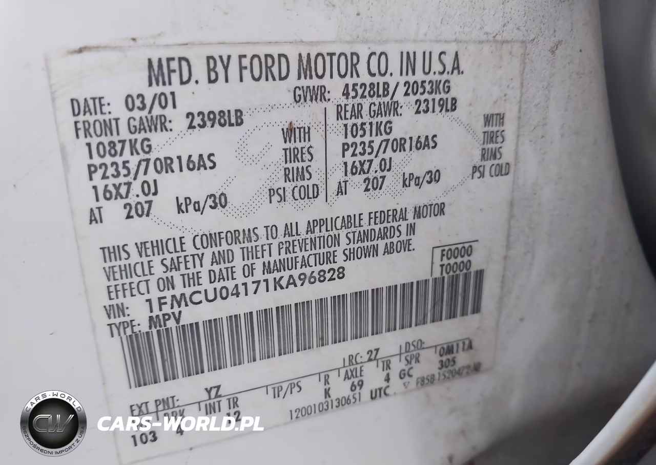 2001 Ford Escape Xlt VIN:1FMCU04171KA96828 - 9