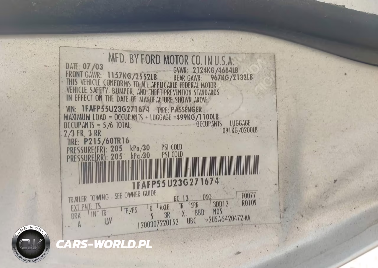 2003 Ford Taurus Ses VIN:1FAFP55U23G271674 - 9