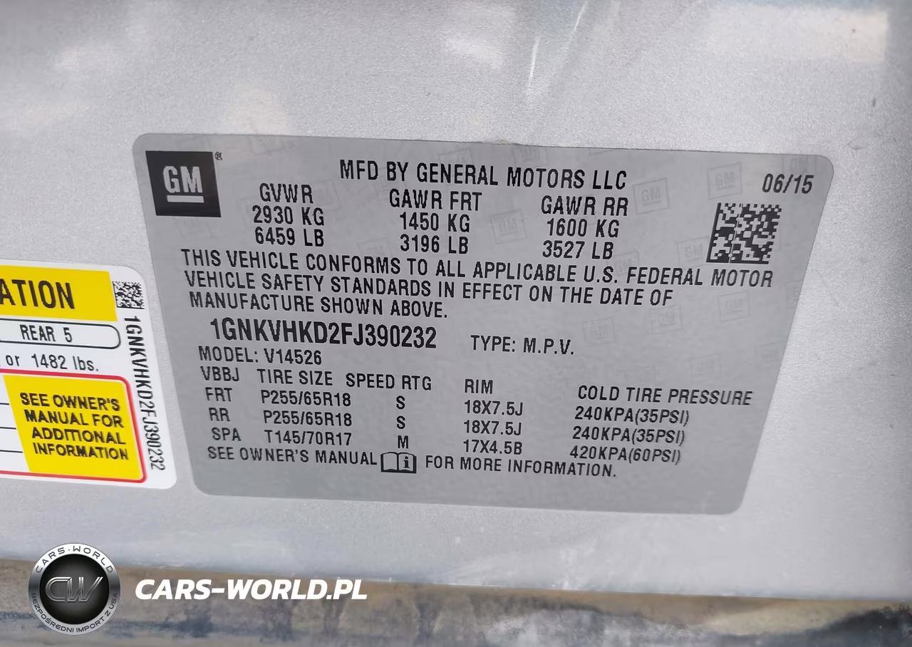 2015 Chevrolet Traverse Lt VIN:1GNKVHKD2FJ390232 - 9