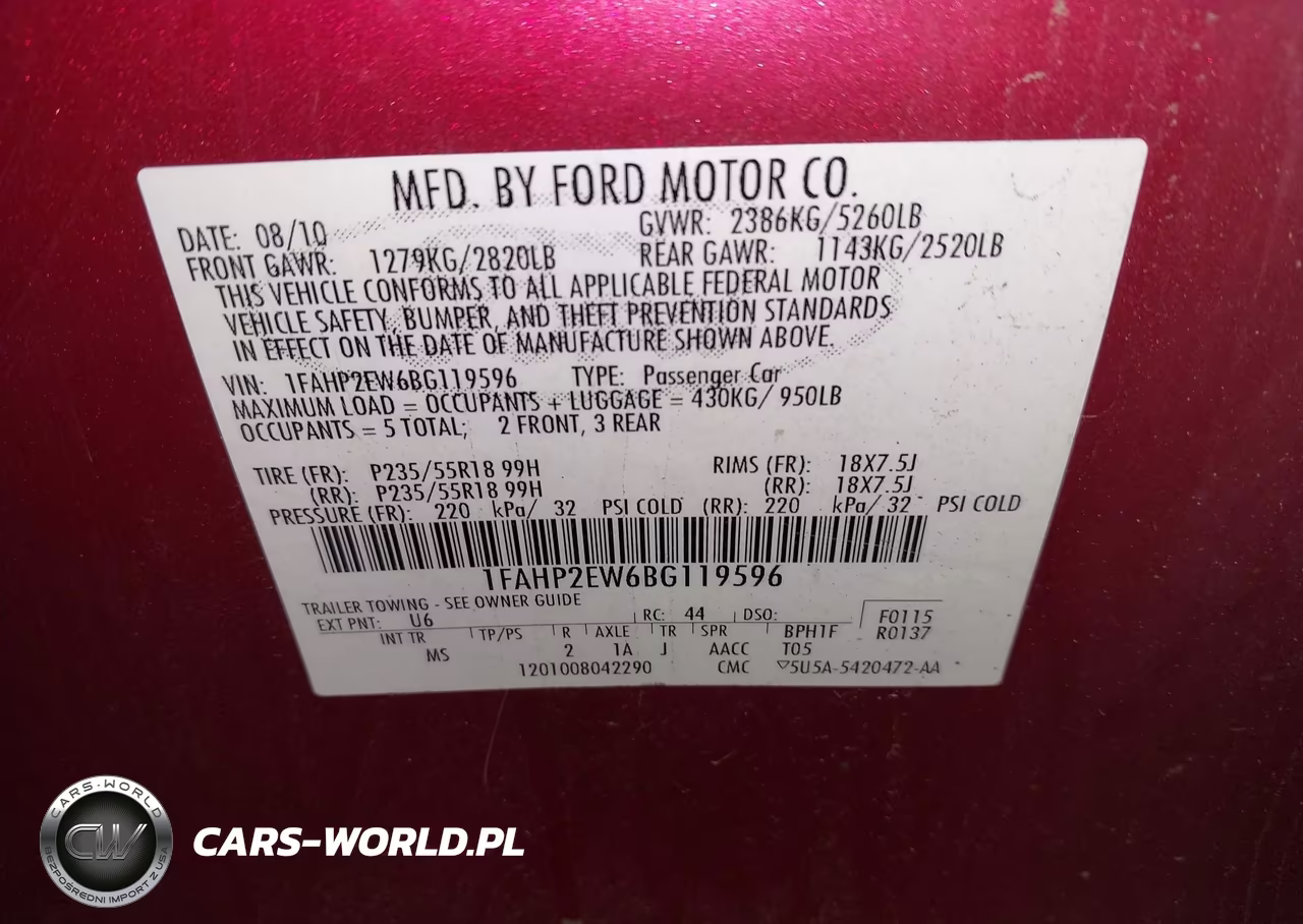 2011 Ford Taurus Sel VIN:1FAHP2EW6BG119596 - 9