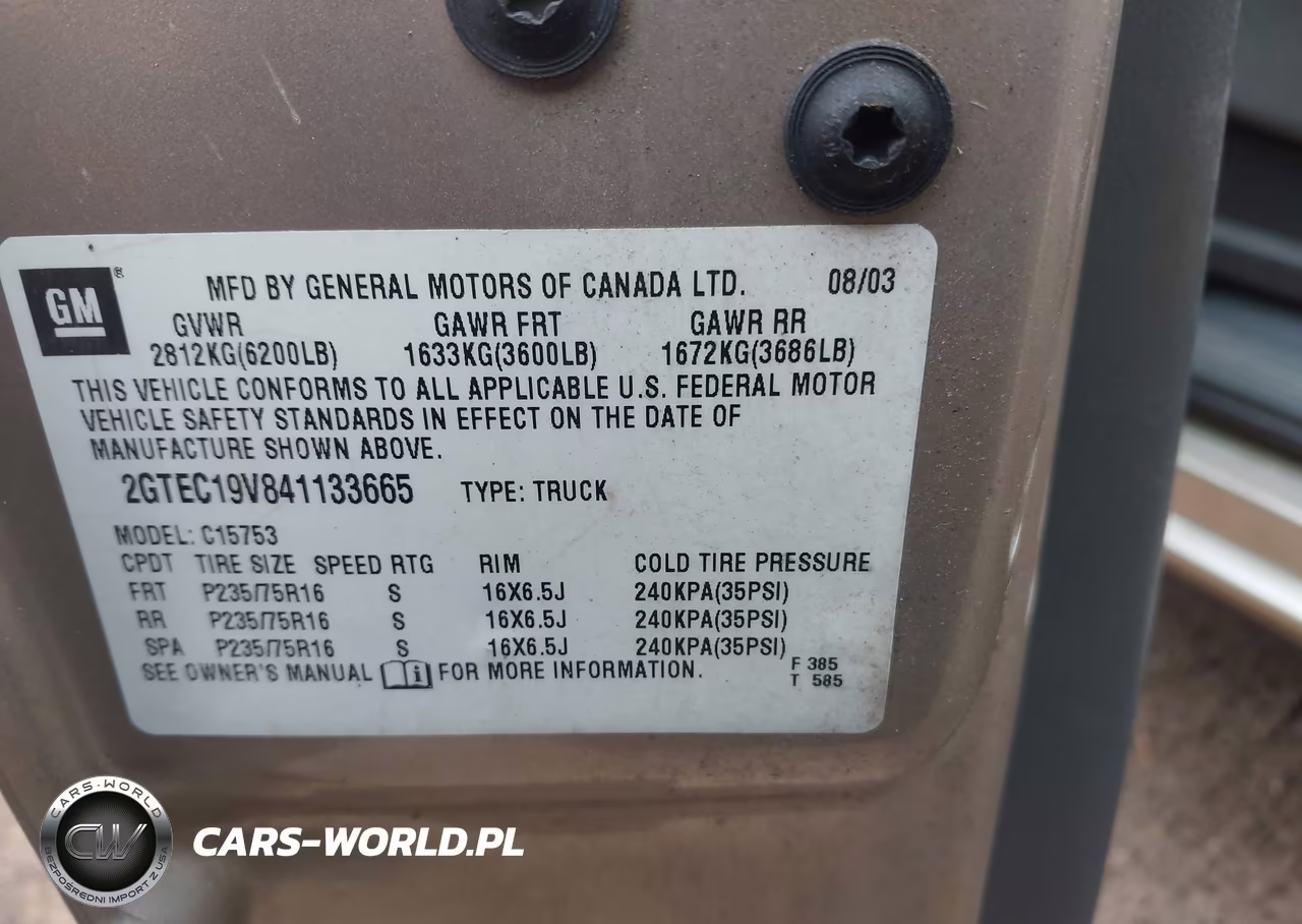2004 GMC Sierra 1500 VIN:2GTEC19V841133665 - 9