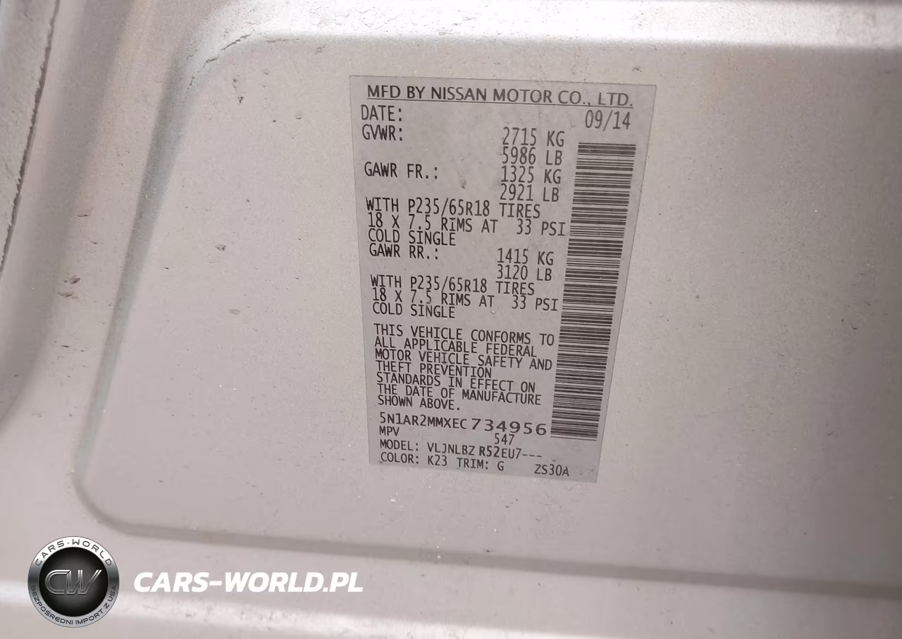 2014 Nissan Pathfinder S VIN:5N1AR2MMXEC734956 - 9