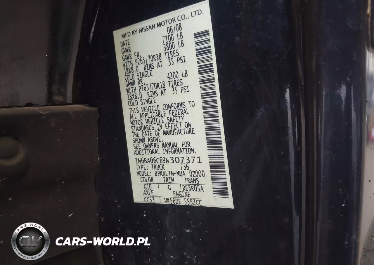 2009 Nissan Titan Se VIN:1N6BA06C69N307371 - 9