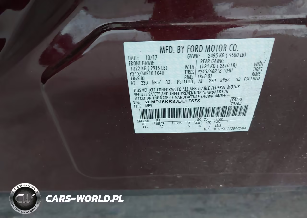 2018 Lincoln Mkx Select VIN:2LMPJ6KR8JBL17678 - 9