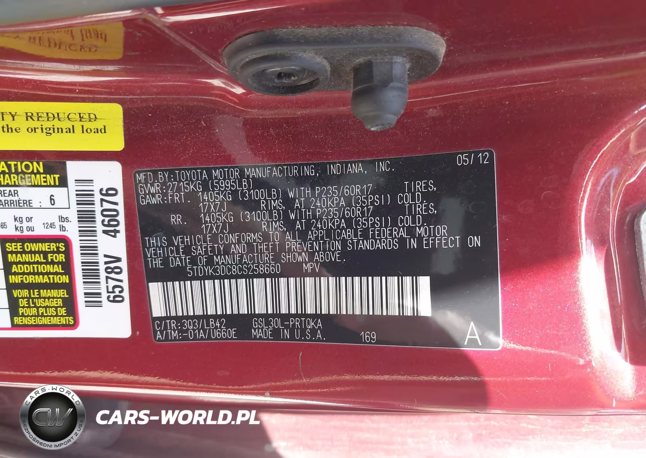 2012 Toyota Sienna Xle V6 8 Passenger VIN:5TDYK3DC8CS258660 - 9