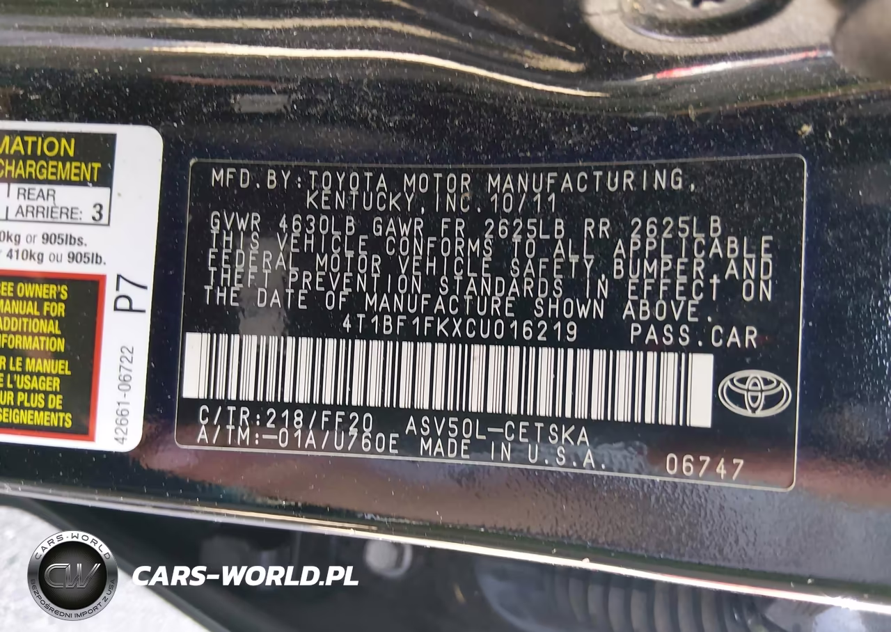 2012 Toyota Camry Se VIN:4T1BF1FKXCU016219 - 9