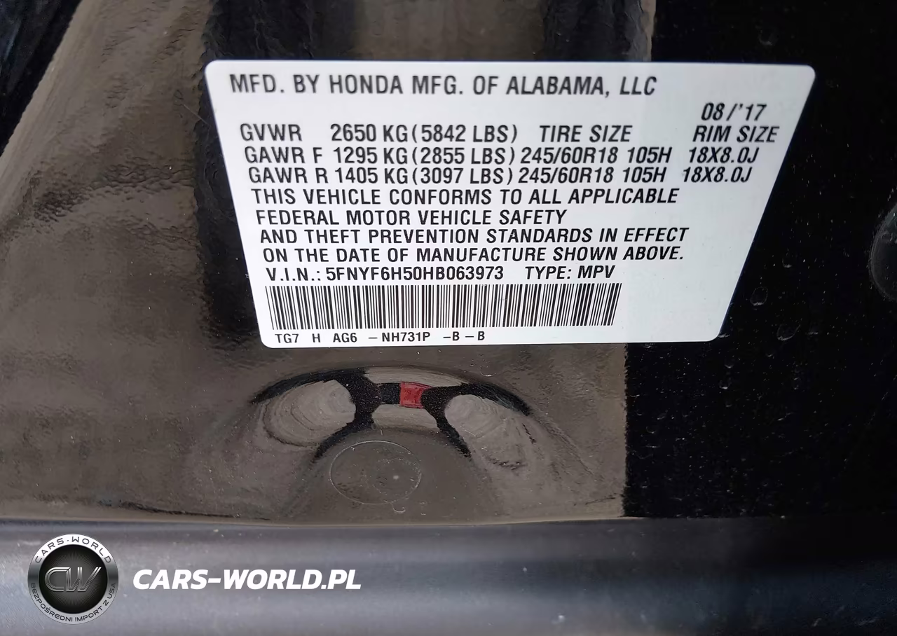 2017 Honda Pilot Ex-L VIN:5FNYF6H50HB063973 - 9