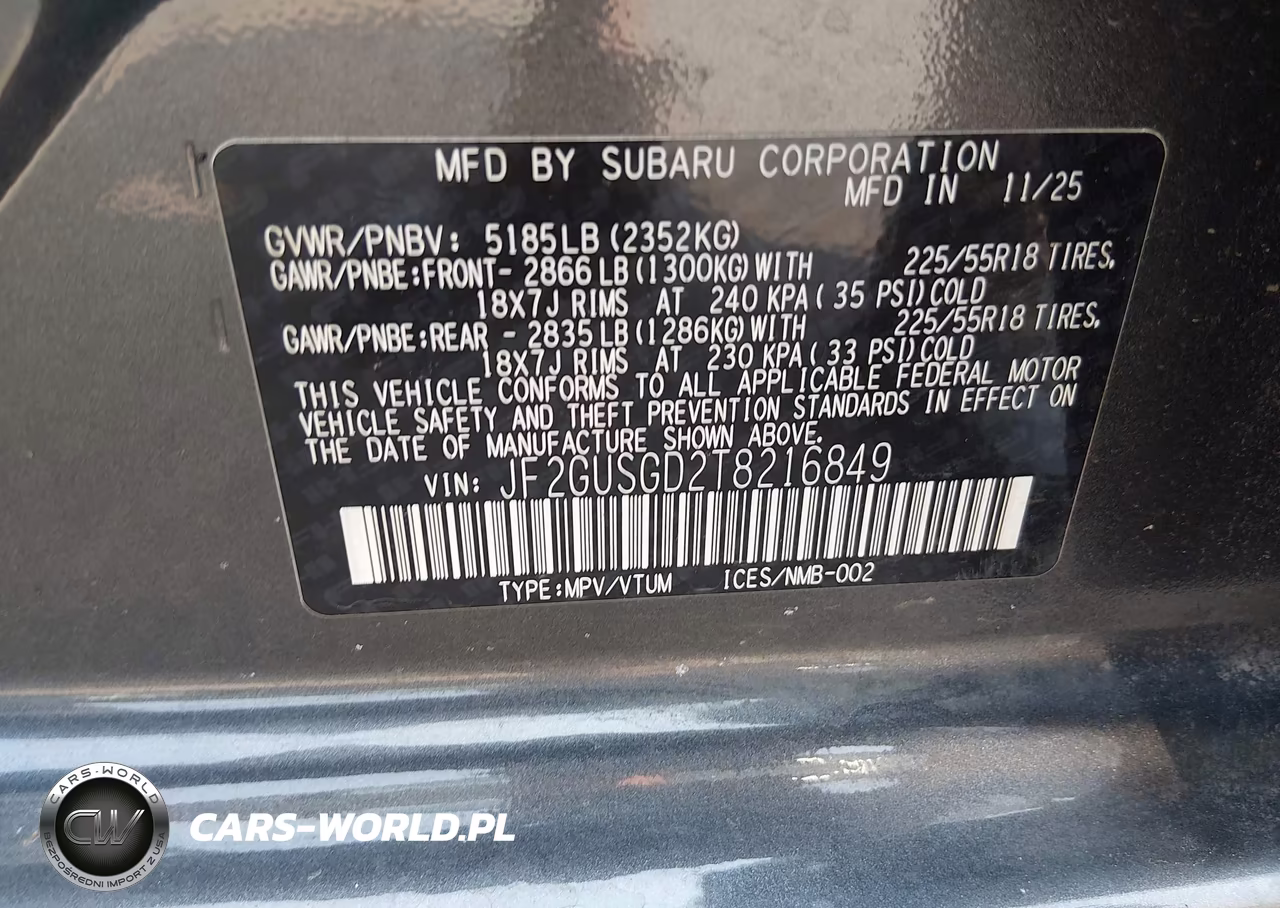 2026 Subaru Crosstrek Sport VIN:JF2GUSGD2T8216849 - 9