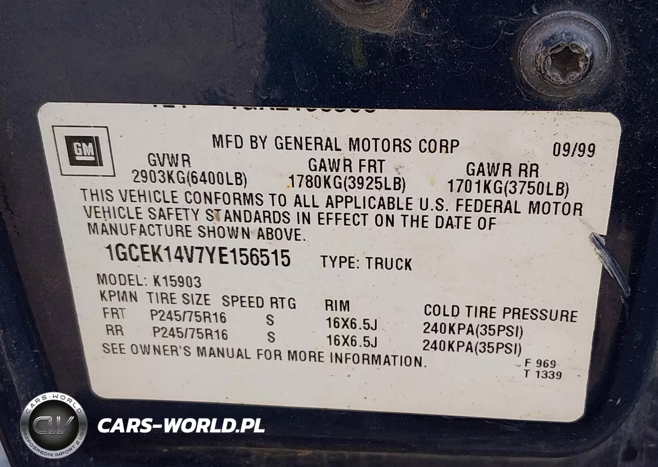 2000 Chevrolet Silverado 1500 VIN:1GCEK14V7YE156515 - 9