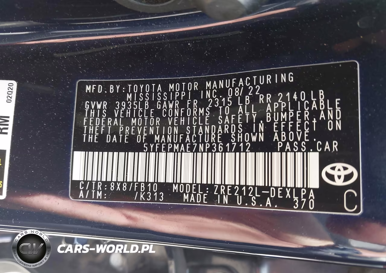 2022 Toyota Corolla Le VIN:5YFEPMAE7NP361712 - 9