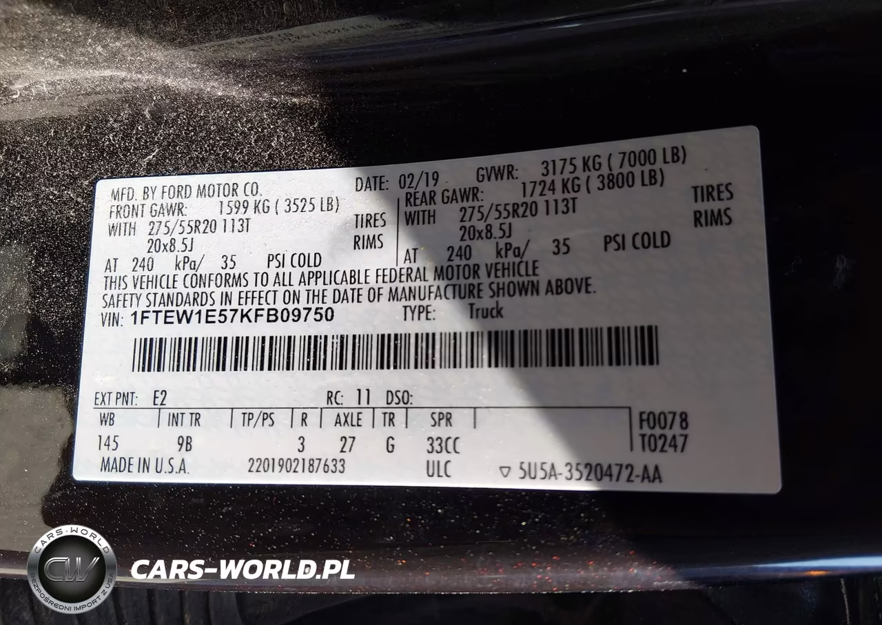 2019 Ford F-150 Platinum VIN:1FTEW1E57KFB09750 - 9