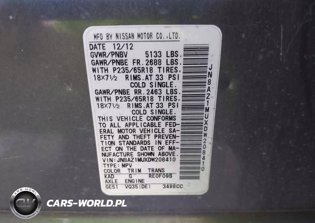 2013 Nissan Murano S VIN:JN8AZ1MUXDW208410 - 9