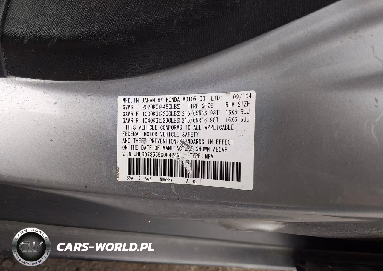 2005 Honda Cr-V Lx VIN:JHLRD78555C004249 - 9