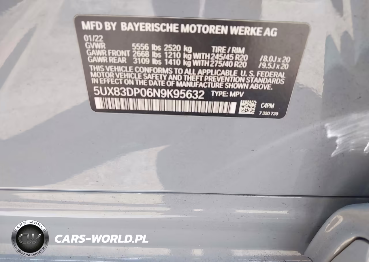 2022 BMW X3 M40I VIN:5UX83DP06N9K95632 - 9