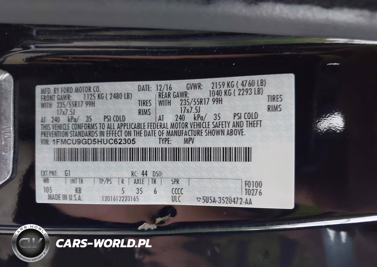 2017 Ford Escape Se VIN:1FMCU9GD5HUC62305 - 9
