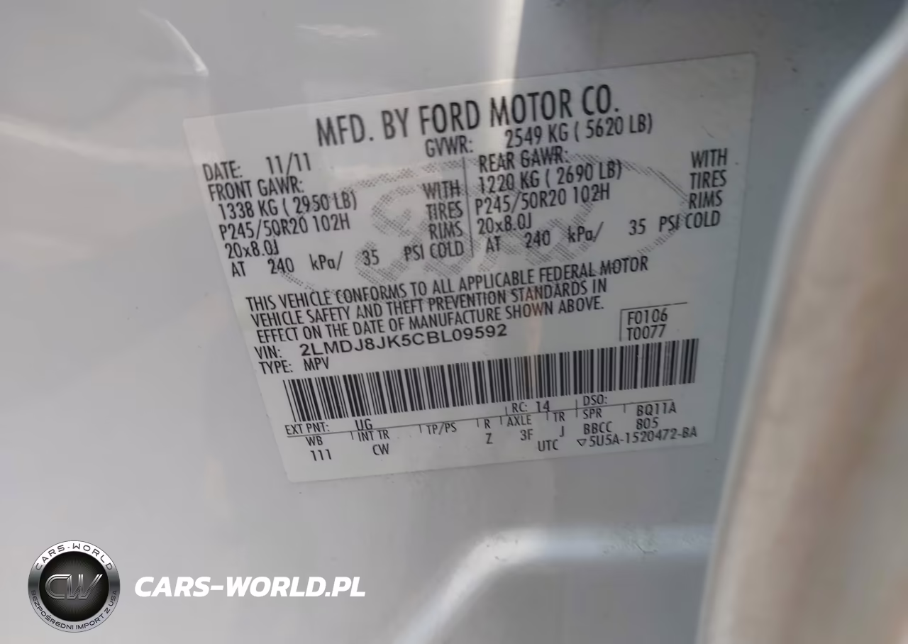 2012 Lincoln Mkx VIN:2LMDJ8JK5CBL09592 - 9